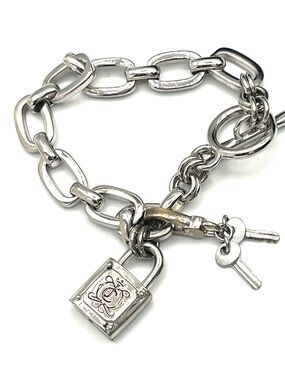 Juicy Couture Vintage Silver Lock & Key Charm Bracelet
